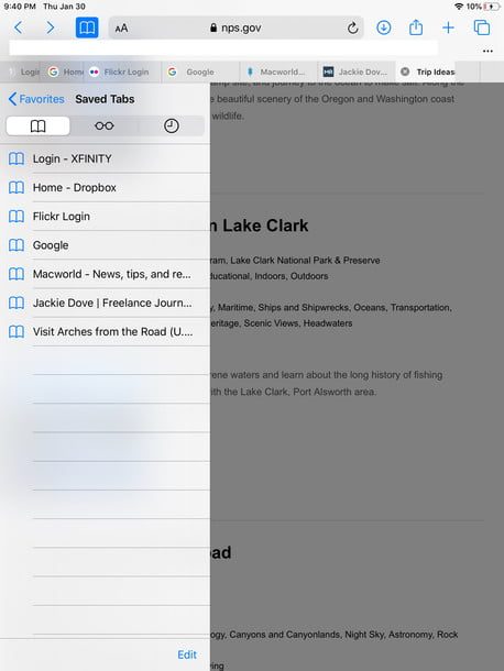 Pestañas de Safari en iPadOS 13