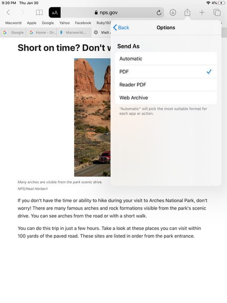 Pestañas de Safari en iPadOS 13