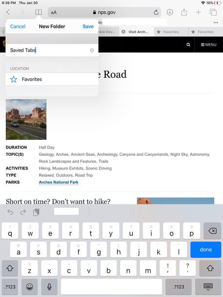 Pestañas de Safari en iPadOS 13