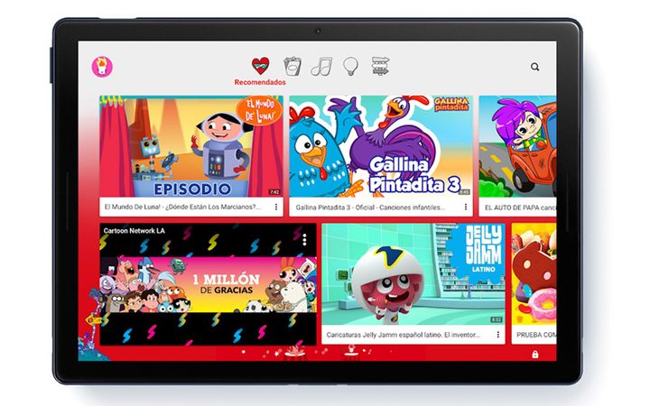 Interfaz principal de YouTube Kids