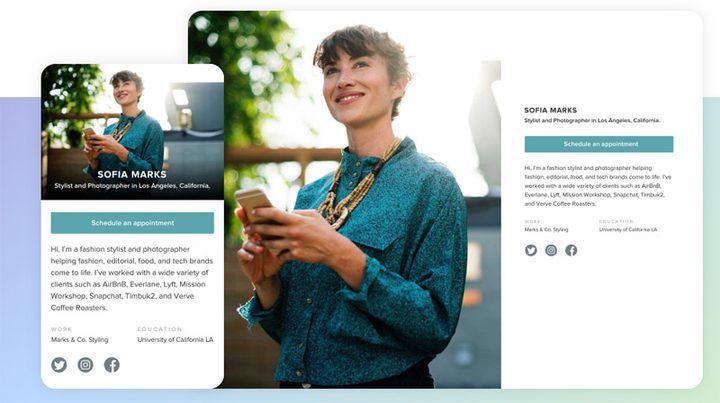 Interfaz de la plataforma about.me