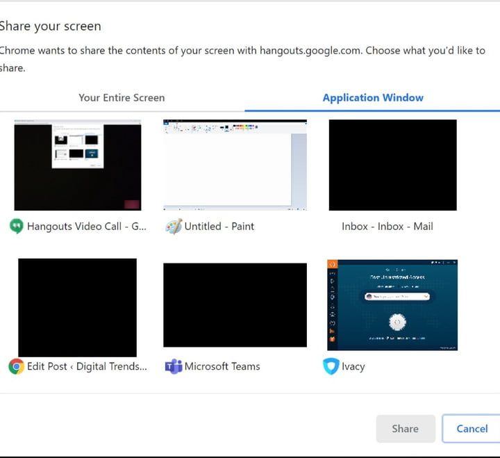instrucciones para compartir pantalla de Hangouts