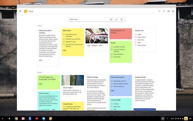 Pantalla de Google Keep par Android