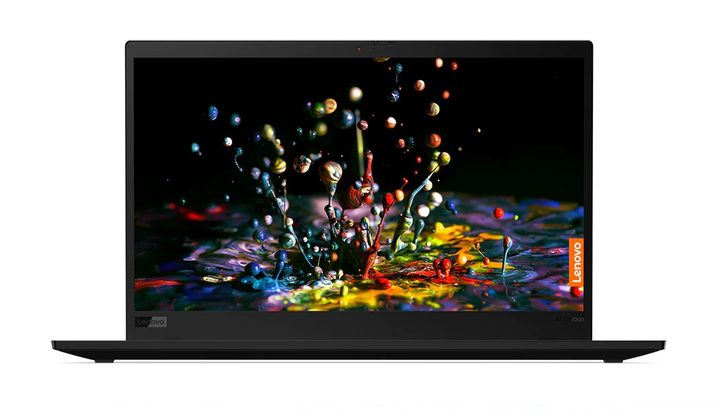 Lenovo ThinkPad X1 Carbon vista de frente con imagen de colores en pantalla