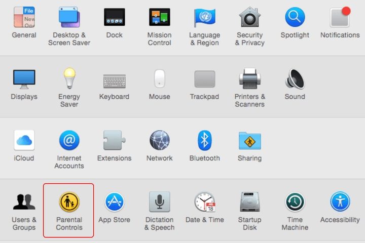 Pantalla de preferencias de Sistema en una Mac