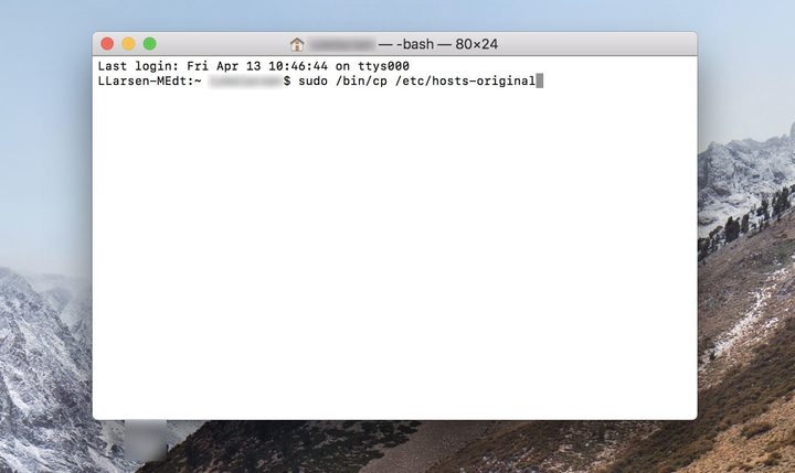 Pantalla de respaldo de archivo host en Mac