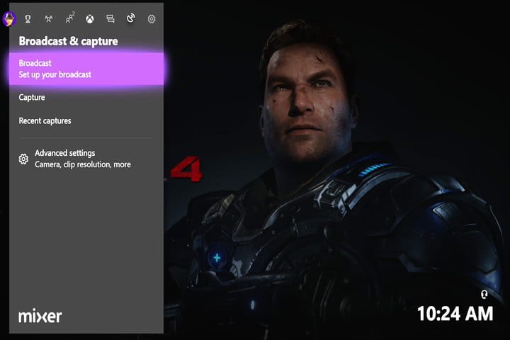 Pantalla de transmision y captura en Xbox mostrando foto de un personaje de un juego