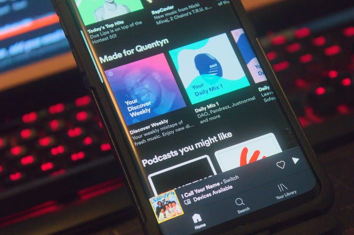 La aplicación de Spotify en un Galaxy S9