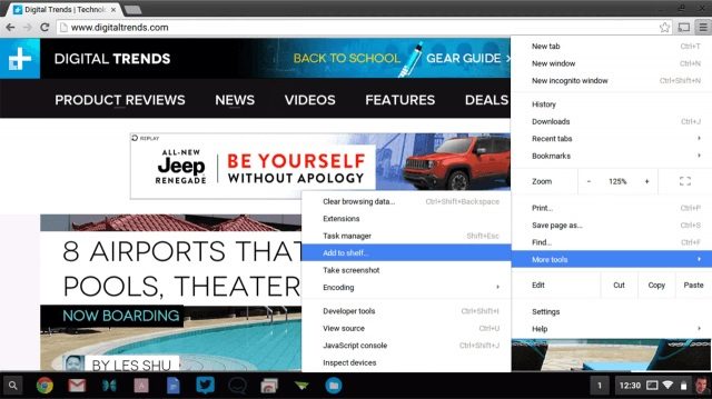 Configuración en ChromeOS para convertir una pagina en app