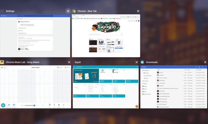 Pantalla de Vista General en Chrome OS