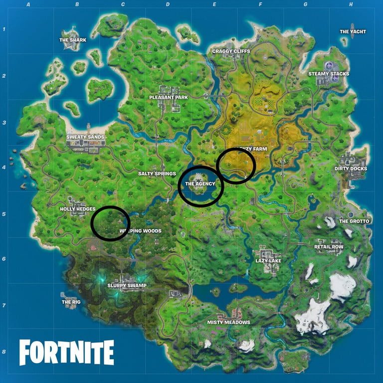 Mapa de Fortnite, temporada 2, semana 10