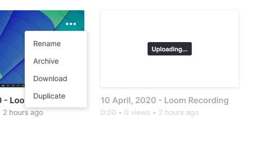Menú Duplicar video en Loom