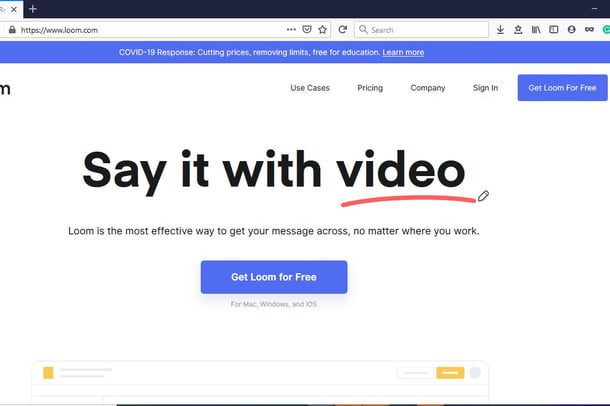 Página de inicio de Loom
