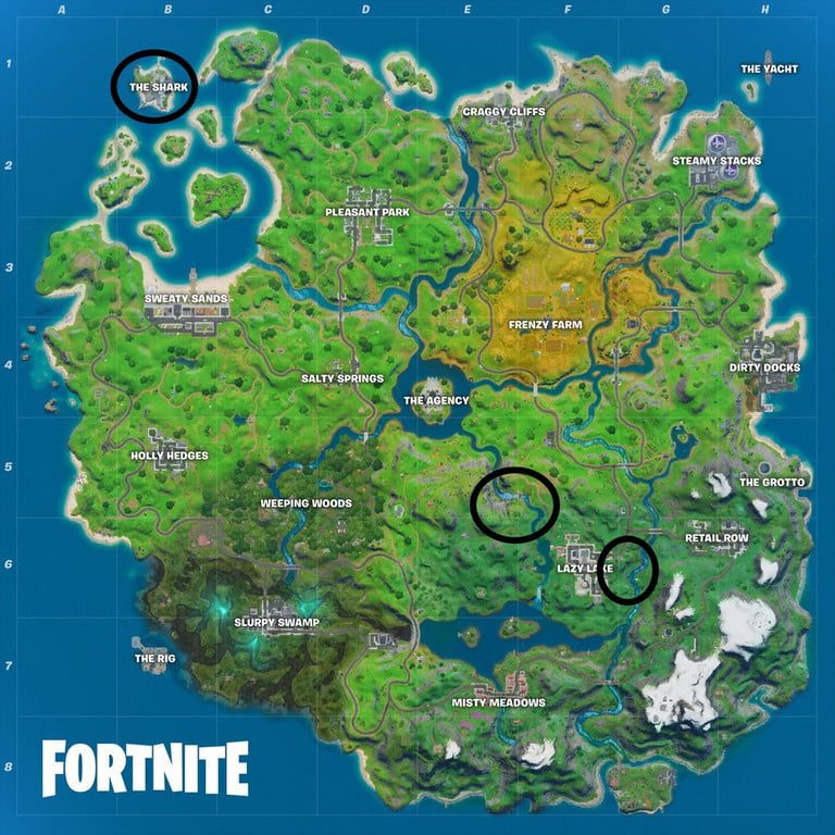 Mapa de Fortnite, temporada 2, semana 7