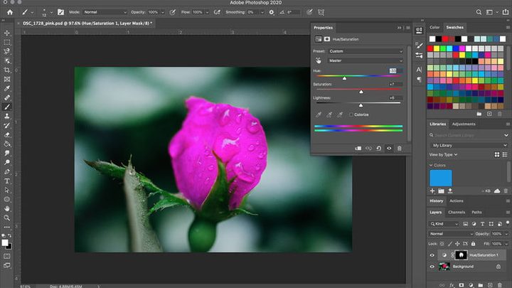 La foto de la rosa después de cambiar el color