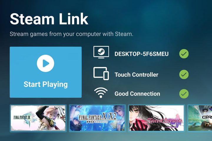 Pantalla de configuración de Steam Link para convertir tu PC en una Switch