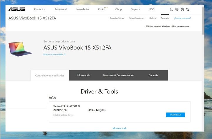 Cliente controladores Asus