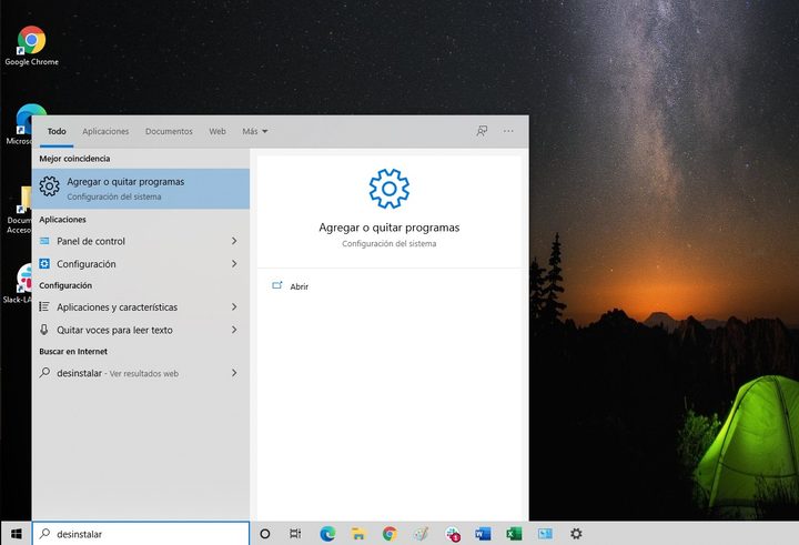 Configuración de Agregar o quitar programas