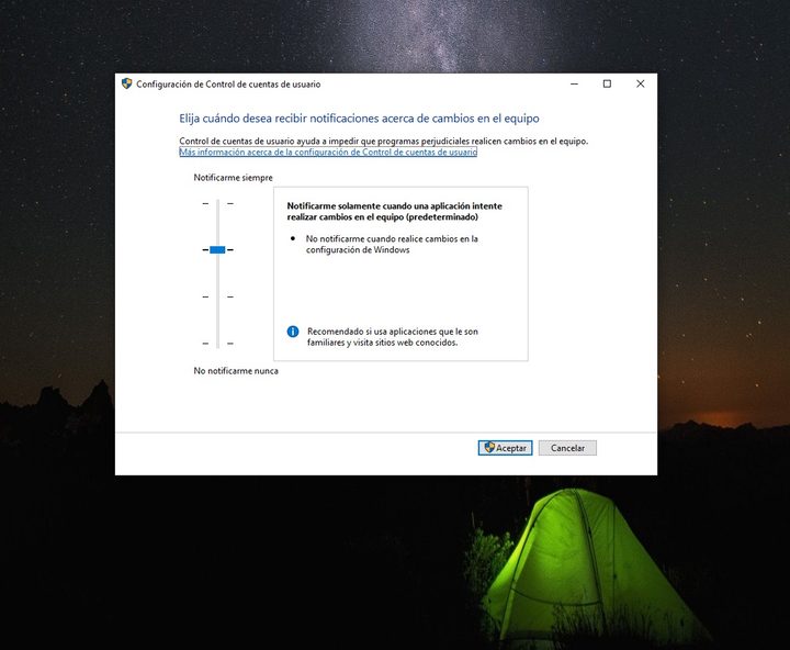 configuración de control de cuenta de usuario 2
