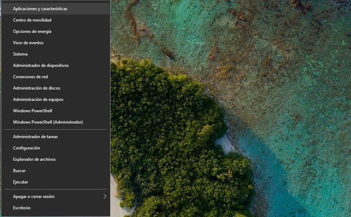 Configuración de Inicio en Windows 10 para desinstalar Microsoft Teams