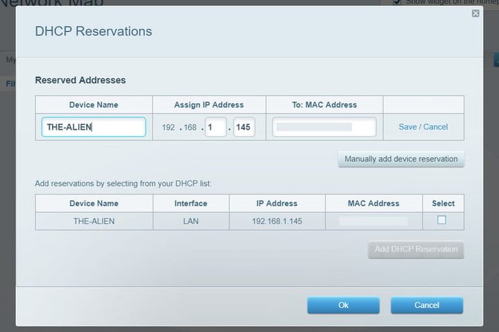Editar reserva de DHCP