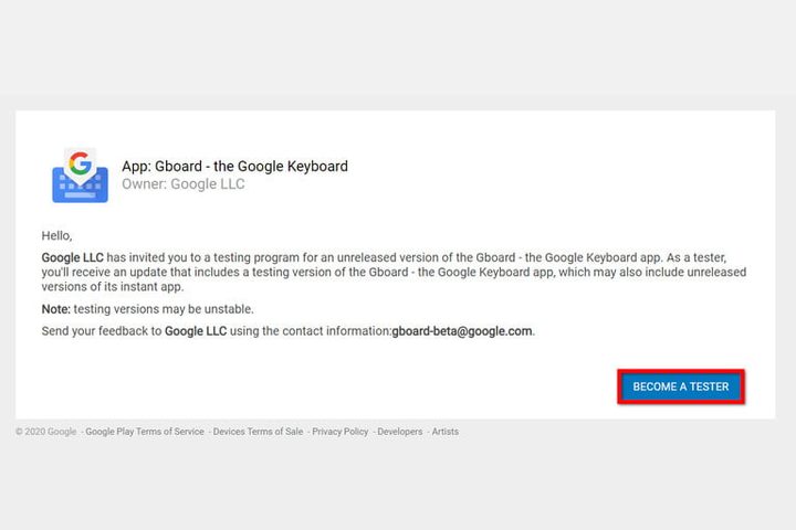 Pantalla Conviértete en Probador de la beta de Gboard para crear una emoji en Android