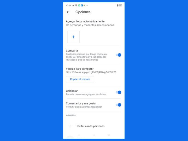 Álbumes compartidos en Google Fotos