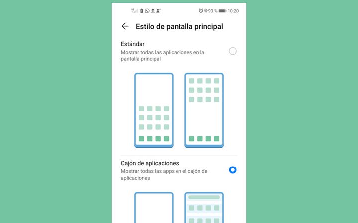 Modo de despliegue de apps en el P40 Lite