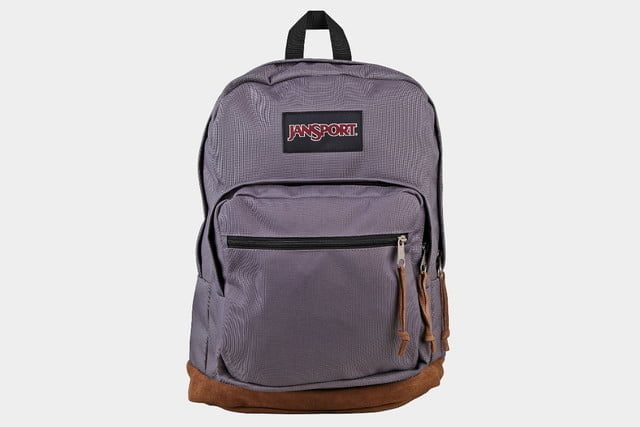 Mochila JanSport Right sobre fondo gris.