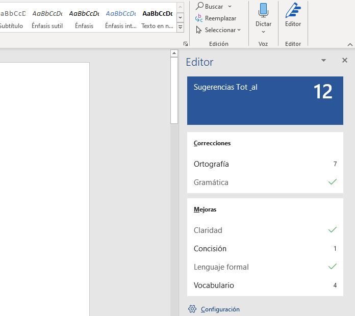 Microsoft Editor con Word en Microsoft 365
