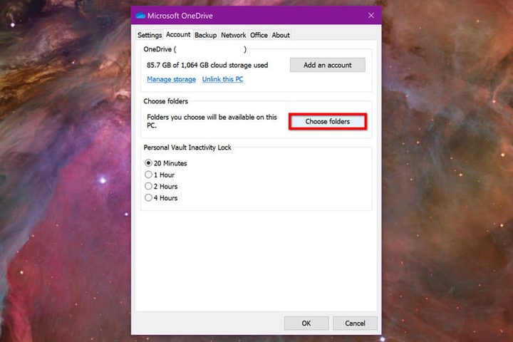 Opciones de OneDrive