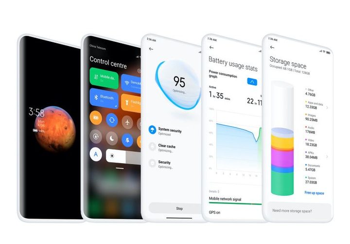 pantallas con la interfaz miui 12 de xiaomi