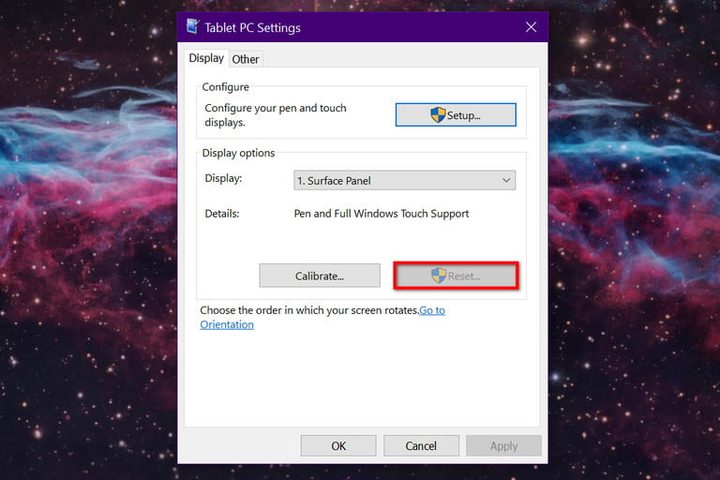 Pantalla de configuración de Tablet para Resetear WIndows 10