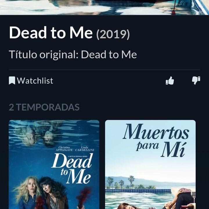 captura de pantalla de la app JustWatch con imágenes de la serie Dead to me