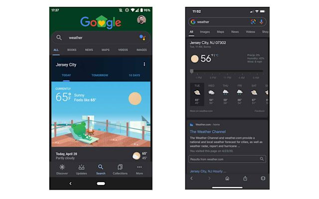 Google aplicará el modo oscuro en la aplicación búsquedas