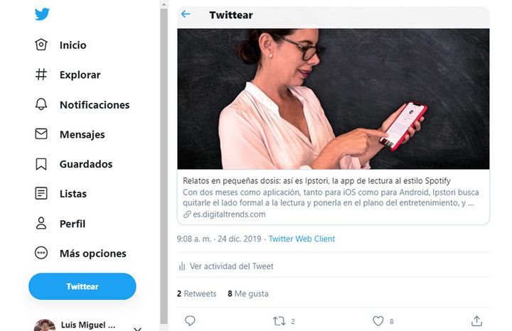 Cómo se ve un tuit en Twitter