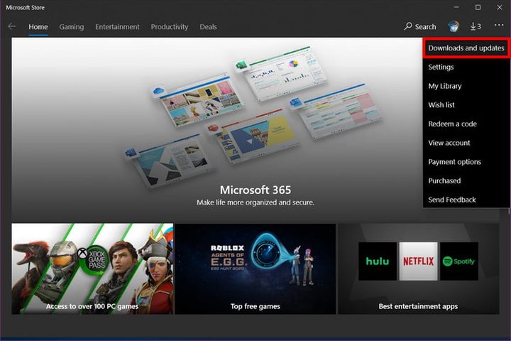 Pantalla de Microsoft Store