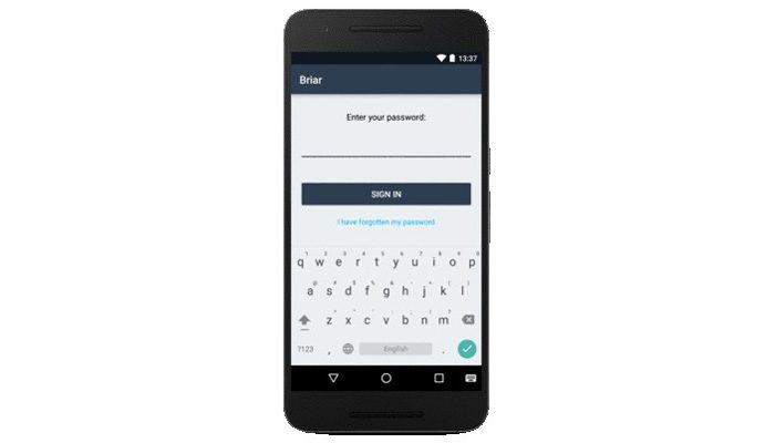 Interfaz principal de la app Briar.