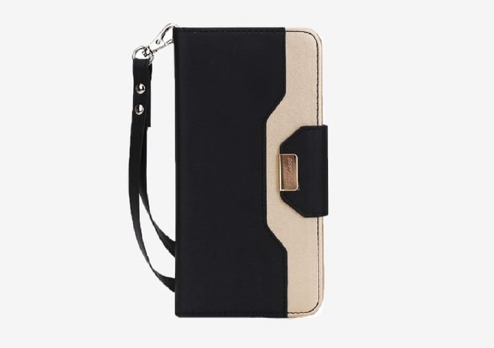 funda negro con beige