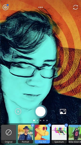 Pantalla de Photoshop Camera