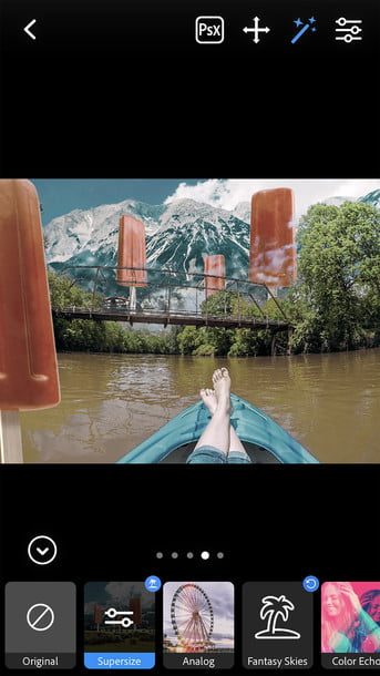 Pantalla de Photoshop Camera