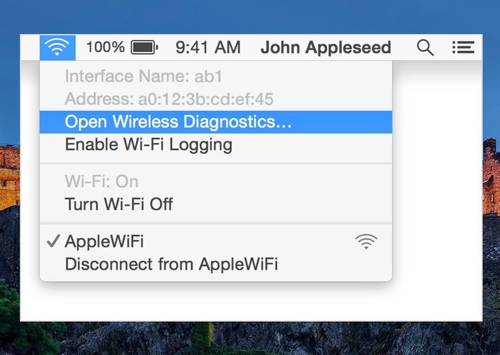 Selección de red en Mac para cambio de dirección MAC