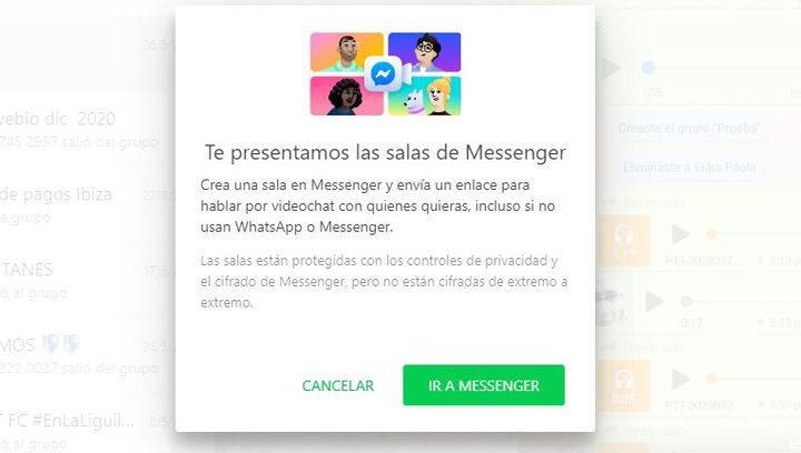 Videollamadas a través de Messenger.