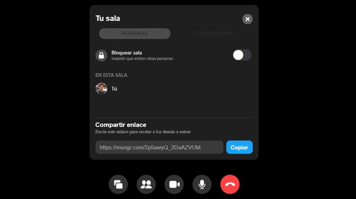 Videollamada a través de Messenger.
