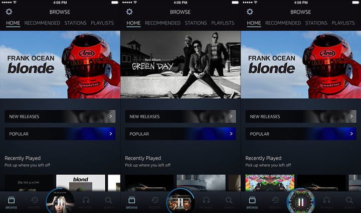 captura de pantalla del servicio Amazon Music Unlimited con portadas de música