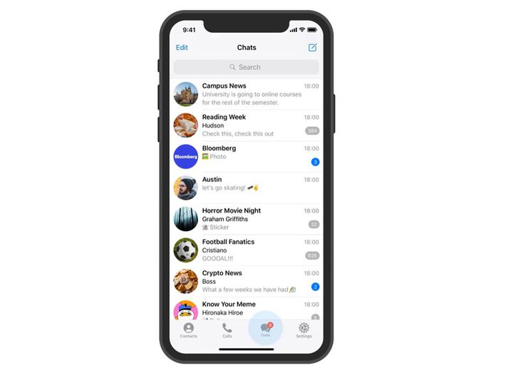 Interfaz de la app Telegram