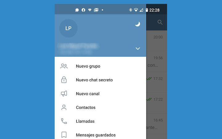 Configuración principal de Telegram
