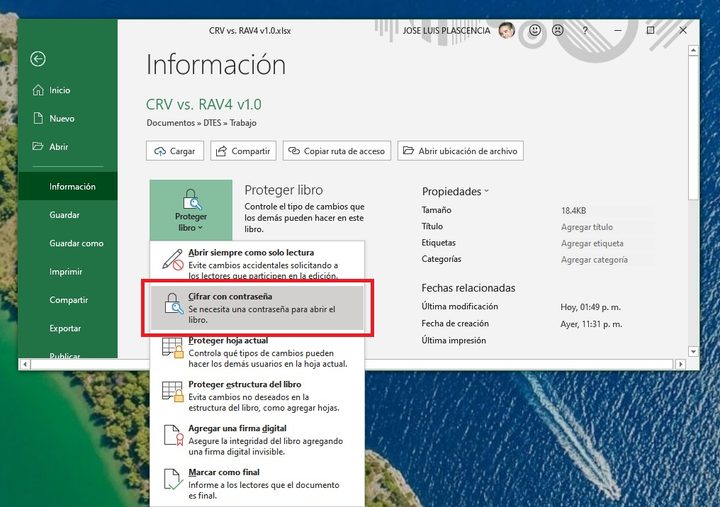 Proteger Libro con password en Excel