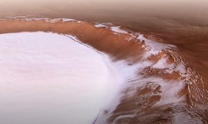 El cráter Korolev en Marte