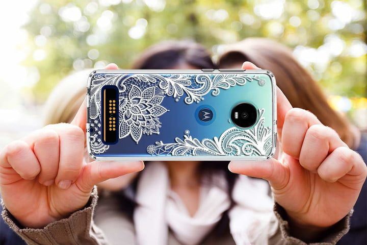 funda Huness Flower Clear Case transparente y con flores blancas